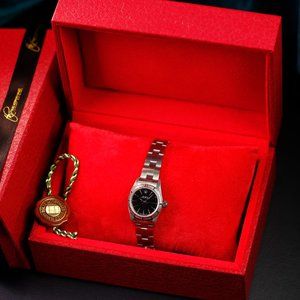 Rolex Oyster Perpetual Black Index Watch 25mm